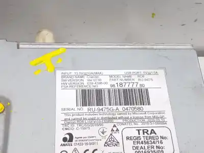 Pezzo di ricambio per auto di seconda mano impianto audio / radio cd per peugeot rifter access standard riferimenti oem iam 9818777780  