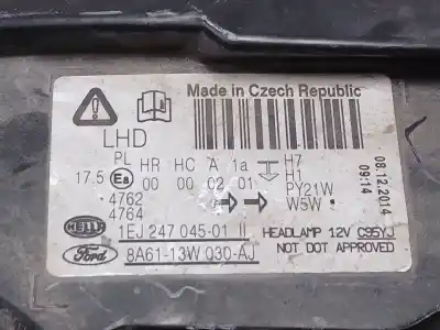Second-hand car spare part left headlight for ford fiesta vi (cb1, ccn) 1.6 tdci oem iam references 8a6113w030aj  1ej24704501ii