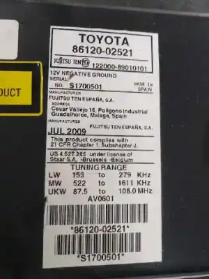 Автозапчастина б/у аудіо система / радіо cd для toyota auris active посилання на oem iam 8612002521  