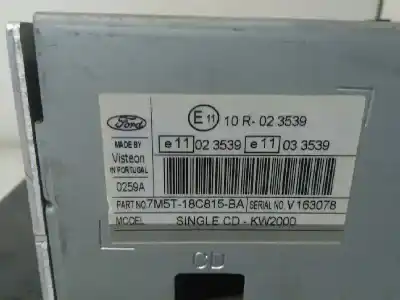 Pièce détachée automobile d'occasion système audio / radiocd pour ford focus berlina (cap) 1.6 tdci cat références oem iam 7m5t18c815ba 6000cd 