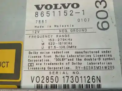 Second-hand car spare part audio system / radio cd for volvo s60 berlina d5 oem iam references 86511521  