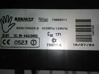 Second-hand car spare part ignition switch for renault espace iv (jk0) grand espace expression oem iam references 8200104020a  