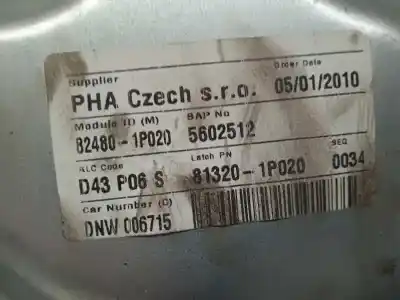 Second-hand car spare part passenger side right window regulator for kia venga basic oem iam references 824801p020 2 pins 5p 824801p020