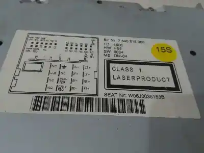 Peça sobressalente para automóvel em segunda mão sistema de áudio / rádio cd por seat ibiza sc (6j1) stylance / style referências oem iam 6j0035153b  