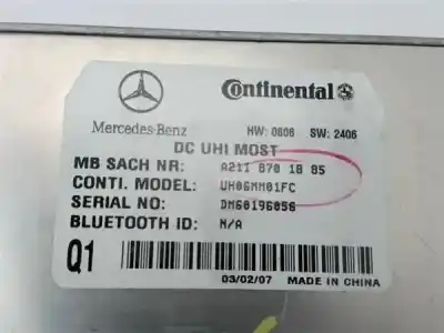 Автозапчастина б/у антенний підсилювач для mercedes-benz clase m (bm 164) 3.0 320 / 350 cdi (164.122) посилання на oem iam a2118701885  