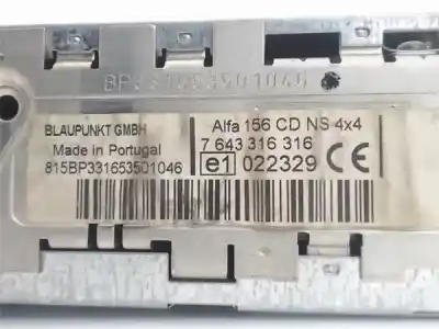 Peça sobressalente para automóvel em segunda mão sistema de áudio / rádio cd por alfa romeo alfa 156 1.9 jtd 8v distinctive referências oem iam 7643316316  156053738