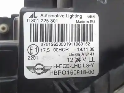 Автозапчастина б/у ліва фара для mini mini (r56) 1.6 16v cat посилання на oem iam 0301225301  16081800