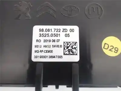 Автозапчастина б/у клімат-контроль для citroen jumpy furgón (v_) 2.0 bluehdi 120 посилання на oem iam 98081722zd  