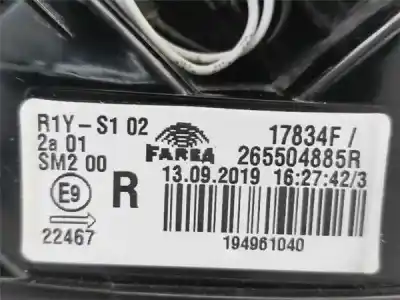 Second-hand car spare part right tailgate light for renault clio v 1.0 tce oem iam references 265504885r  17834f