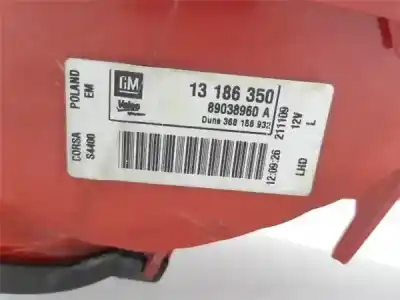 Second-hand car spare part left tailgate light for opel corsa d 1.3 cdti oem iam references 13186350  89038960a
