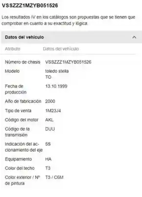Second-hand car spare part complete engine for seat toledo ii (1m2) 1.6 oem iam references akl  
