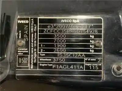 Peça sobressalente para automóvel em segunda mão FRENTE FRENTE por IVECO DAILY CAJA CERRADA (2006 =>) 2.3 Diesel Referências OEM IAM 5801338103  