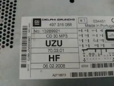 Second-hand car spare part audio system / radio cd for opel corsa d selective oem iam references 497316088