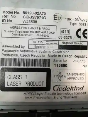 Pezzo di ricambio per auto di seconda mano impianto audio / radio cd per toyota auris active riferimenti oem iam 8612002a70 10r036275 cqjs7971g