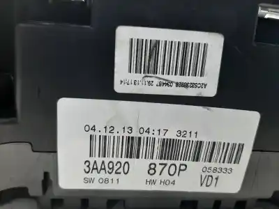 Second-hand car spare part dashboard for vw passat b7 variant (365) 2.0 tdi oem iam references 3aa920870p  