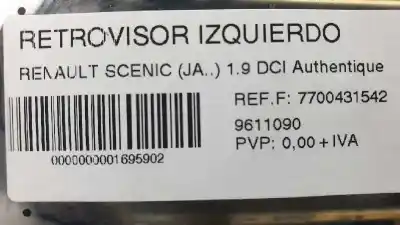 Gebrauchtes Autoersatzteil linker spiegel zum renault scénic i monospace (ja0/1_, fa0_) 1.9 dti (ja1u) oem-iam-referenzen 7700431542