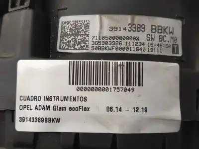 Peça sobressalente para automóvel em segunda mão quadrante por opel adam glam ecoflex referências oem iam 39143389bbkw  