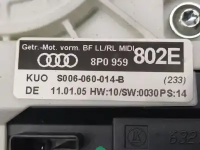 Second-hand car spare part passenger side right window regulator for audi a3 (8p) 1.9 tdi ambiente oem iam references 8p0959802e