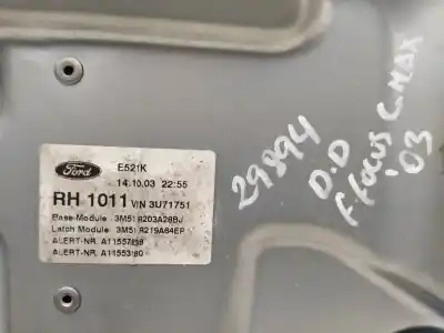 Second-hand car spare part passenger side right window regulator for ford focus c-max (cap) 1.6 tdci cat oem iam references 3m51r045h16a