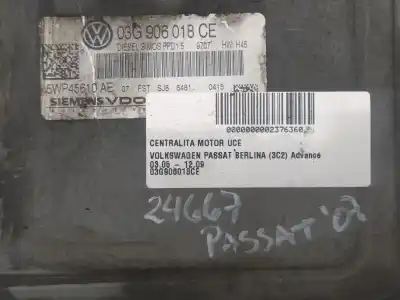 Recambio de automóvil de segunda mano de centralita motor uce para volkswagen passat berlina 2.0 tdi referencias oem iam 03g906018ce 5wp45610ae 