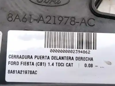 Second-hand car spare part front right door lock for ford fiesta vi (cb1, ccn) 1.4 tdci oem iam references 8a61a21978ac  