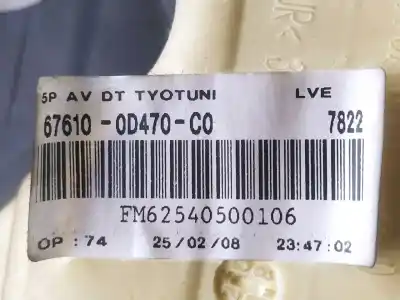 Автозапчасти б/у обивка передней правой двери за toyota yaris (ksp9/scp9/nlp9) básico ссылки oem iam 676100d470c0  