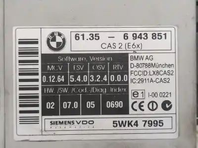 Peça sobressalente para automóvel em segunda mão módulo eletrônico por bmw serie 5 berlina (e60) 520i referências oem iam 61356943851