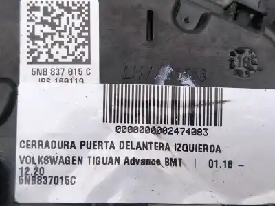 Автозапчастина б/у замок передніх дверей лівий для volkswagen tiguan (ad1, ax1) 2.0 tdi посилання на oem iam 5nb837015c  