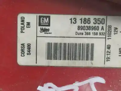 Second-hand car spare part left tailgate light for opel corsa d corsavan oem iam references 13186350  89038960a