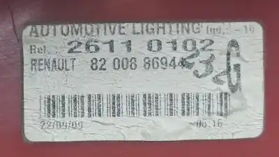 Second-hand car spare part left tailgate light for renault clio iii pack authentique oem iam references 8200886944  