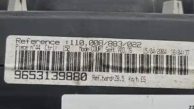 Pièce détachée automobile d'occasion COMPTEUR DE VITESSE TABLEAU DE BORD pour PEUGEOT 607 (S2)  Références OEM IAM 110008883022  9653139880