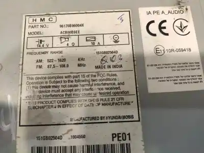 Автозапчастина б/у АУДІО СИСТЕМА / РАДІО CD для HYUNDAI I10 II (BA, IA)  Посилання на OEM IAM 96170B96004X  