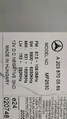 Gebrauchtes Autoersatzteil AUDIOSYSTEM / RADIO-CD zum MERCEDES-BENZ CLASE C (W203)  OEM-IAM-Referenzen A2038704589  