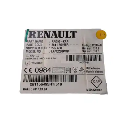 Second-hand car spare part multifunction display for renault captur i (j5_, h5_) 0.9 tce 90 oem iam references 281156495r  