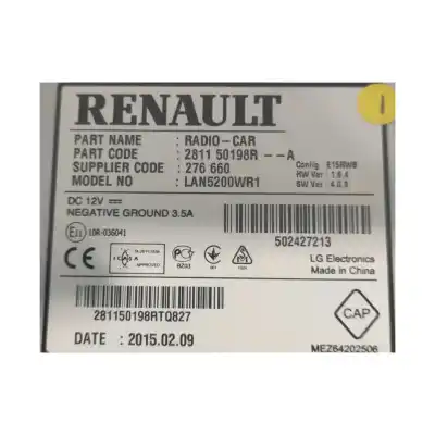 Автозапчасти б/у аудиосистема / радио cd за renault captur i (j5_, h5_) 0.9 tce 90 ссылки oem iam 281150198r  