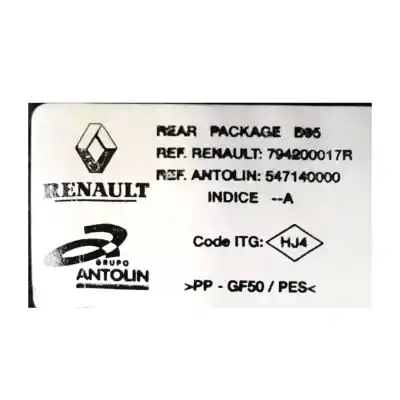 Second-hand car spare part parcel shelf for renault megane iii fastback (bz0/1_, b3_) 1.5 dci oem iam references 794200017r  