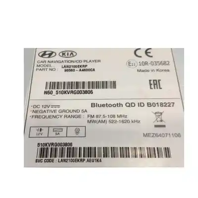 Автозапчастина б/у аудіо система / радіо cd для kia carens iv 1.7 crdi посилання на oem iam 96560a4600ca  