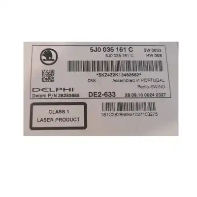 Автозапчастина б/у аудіо система / радіо cd для skoda fabia ii combi (545) 1.2 посилання на oem iam 5j0035161c  