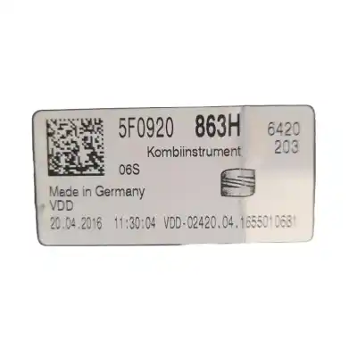 Автозапчасти б/у приборная доска за seat leon st (5f8) 2.0 tdi 4drive ссылки oem iam 5f0920863h  