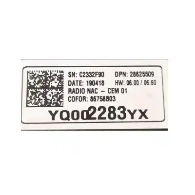 Second-hand car spare part gps navigation system for opel crossland x / crossland (p17, p2qo) 1.2 (75) oem iam references 39238229  