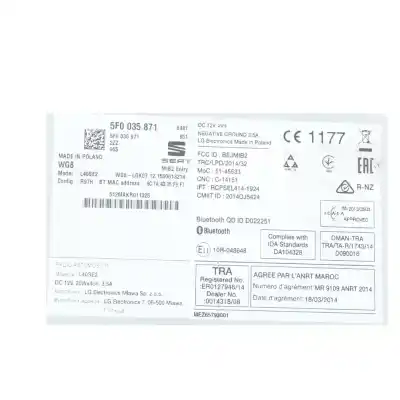 Peça sobressalente para automóvel em segunda mão sistema de áudio / rádio cd por seat leon st (5f8) 1.6 tdi referências oem iam 5f0035871  