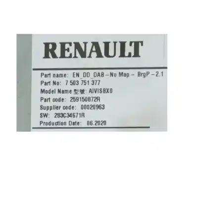 Second-hand car spare part electronic module for renault clio v (b7_) 1.0 lpg (b7mt) oem iam references 259150872r  