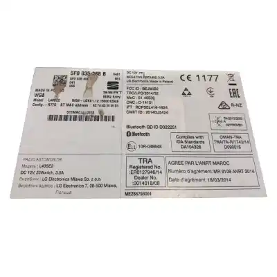 Автозапчастина б/у аудіо система / радіо cd для seat toledo iv (kg3) 1.2 tsi посилання на oem iam 5f0035888b  