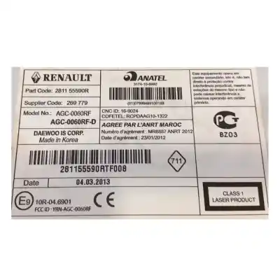 Автозапчасти б/у аудиосистема / радио cd за renault captur i (j5_, h5_) 1.5 dci 110 ссылки oem iam 281155590r  