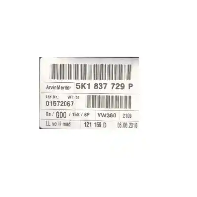 Second-hand car spare part driver left window regulator for volkswagen golf vi variant (aj5) 1.2 tsi oem iam references 5k1837729p  