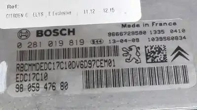 Автозапчасти б/у блок управления двигателем за citroen c-elysee (dd_) 1.2 vti 72 (ddhmy0) ссылки oem iam 9805947680  