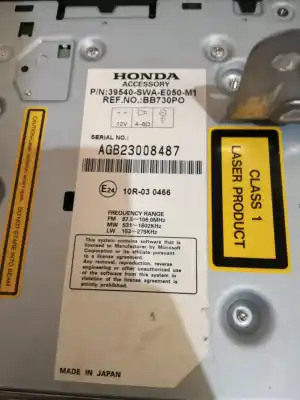 Second-hand car spare part gps navigation system for honda cr-v iii (re_) 2.2 i-dtec 4wd (re6) oem iam references 39540swae050m1  
