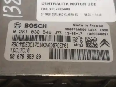 Gebrauchtes Autoersatzteil ECU-MOTORSTEUERGERÄT UCE Motorsteuergerät zum CITROEN BERLINGO CUADRO  OEM-IAM-Referenzen 9807885980  