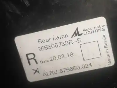 Автозапчастина б/у правий ліхтар для renault captur i h5f408 посилання на oem iam 265506738r  