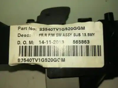 Second-hand car spare part right front power window switch for honda civic ix sedán (fb) 1.8 (fb2) oem iam references 83540tv1g520ggm  